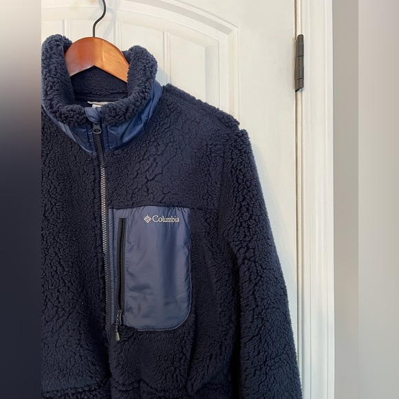 Columbia Navy Long Sherpa Jacket Coat large - Picture 10 of 12